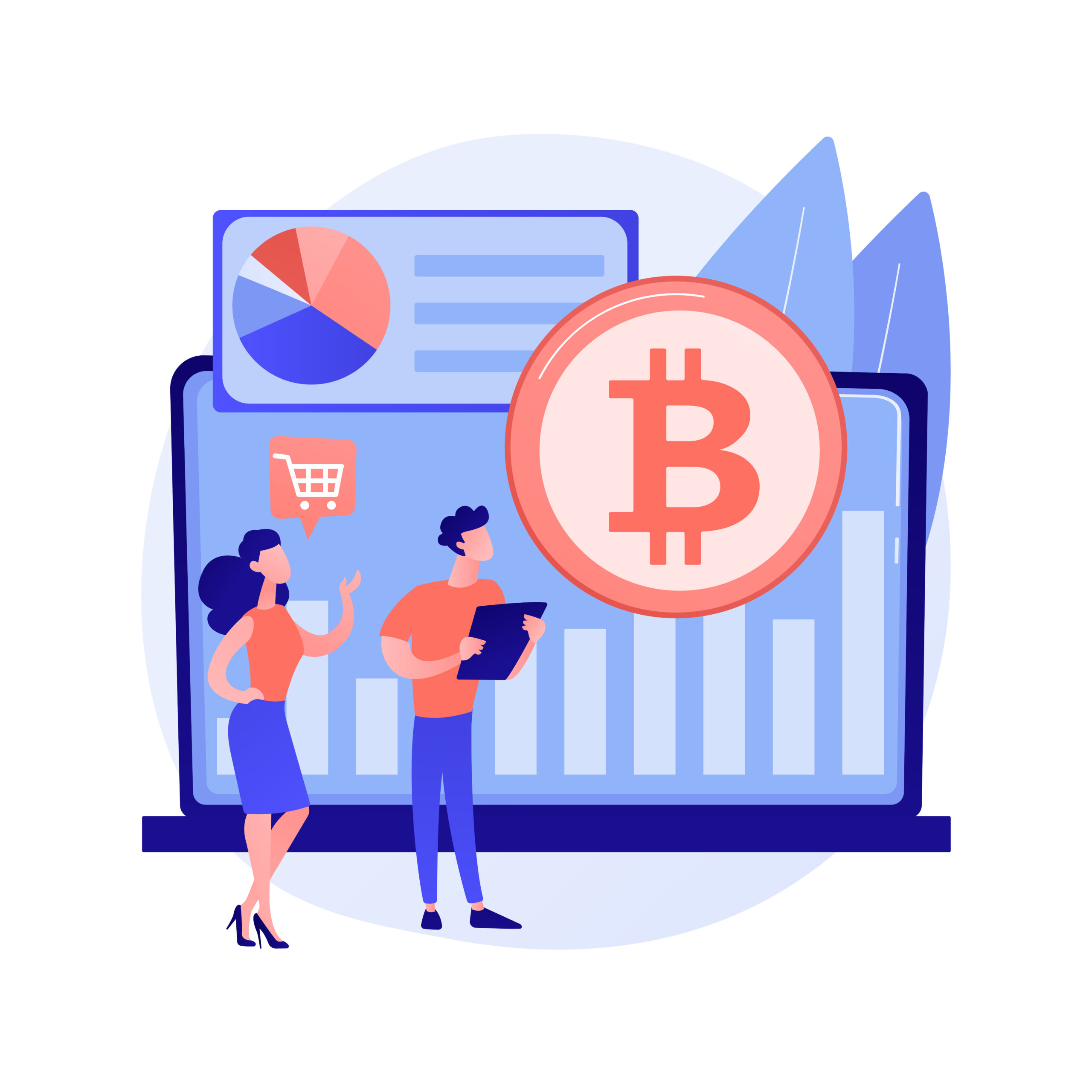 Cryptocurrency market abstract concept vector illustration. Investment opportunity, cryptocurrency market cap, digital currency, news and prices, capitalization ranking, finance abstract metaphor.